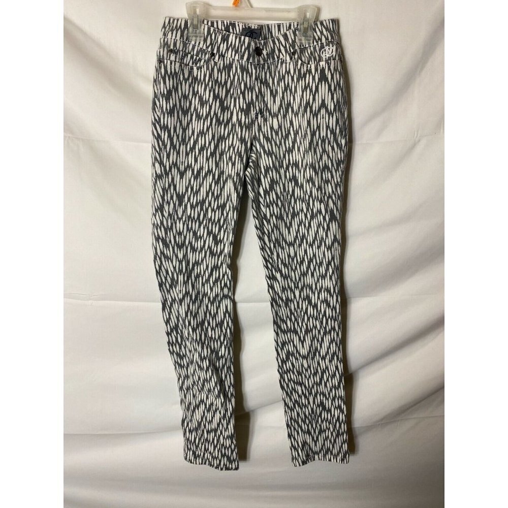 Women’s Boho Coastal Grandma Stretch  Denim jeans 6 TALL long Black White design